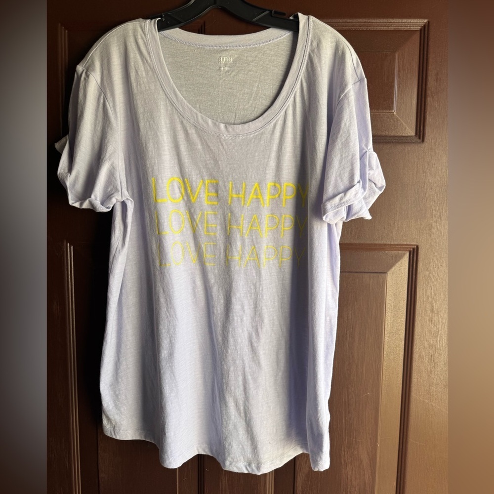 a.n.a. Short Sleeve “Love Happy” on front size xl
